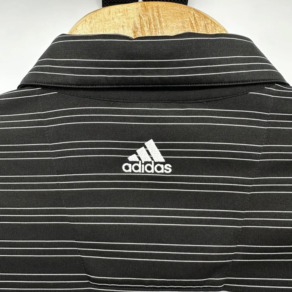 Adidas ClimaLite Golf Polo‎ Shirt Mens Large Black Striped Athletic Top